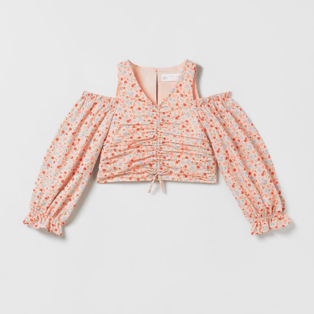 Girls Cold Shoulder Floral Top